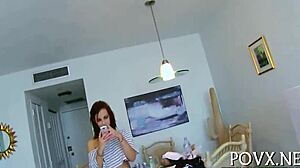 Hot Teen Sucks And Licks Balls On Sofa!