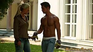 Clothed Babe Soaked in Outdoor Pee Play