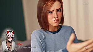 Hey, in this game, the busty milf gets corrupted with big tits on display