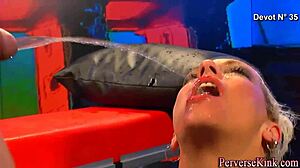 Piss drinking whore teases with oral skills