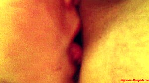 Close-up fucking sucking rimming big ass slut cums hard