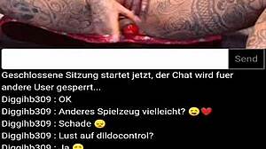 A German milf with big tits masturbates on webcam