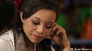 Ebony stepteen gets drilled hard by her new stepdaddy.