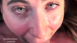 Blonde wife sucks hard cock for facial pov 😍