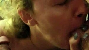 My amateur girl expertly sucks two cocks in detailed close-up