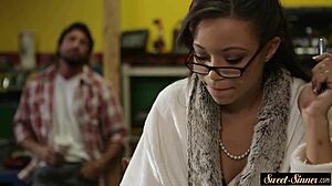 Watch this ebony teen suck cock and ride in group fantasy?