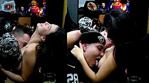 Ruan and Everton Suck Natasha Steffens' Tits in Wild Public Action