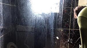 Friend's aunt fucked in bathroom.