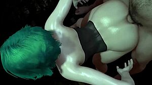Hot green-haired girl gets doggystyle assfucking in 3d porn 😍