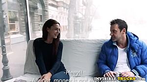 european babe picked up for wild car banging