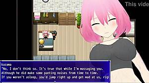 in this hentai game, she embraces her lust through cuckold play with toys and fingering part 1