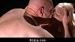 Blonde Slut Conquers Hard Grandpa Action!