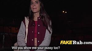 Super freaky French girl shows her wild side in public.