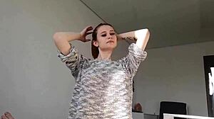 redhead amateur with big ass and boobs rides monster cock roughly bent over in dorm