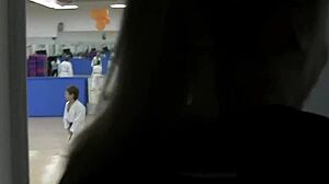 Sexy Blonde Gf Doing Sports And Blowjob In The Gym