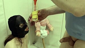 Extreme BDSM babe gets anal fucked with ropes 😈