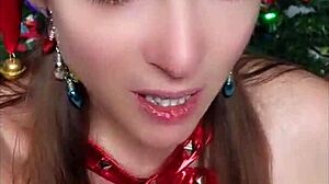 Merry Christmas! Watch Sexy Milf Nikki Suck Huge Pink Dildo Now