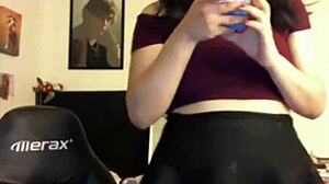 I love watching this chubby tranny stroke her hard cock daily