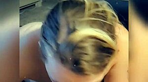 cute blonde gives adorable blowjob to horny guy on tinder date