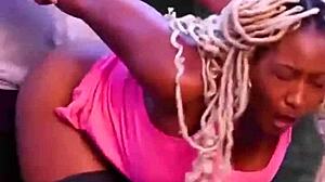 Black Woman in Real Couple DOGGYSTYLE Riding Huge