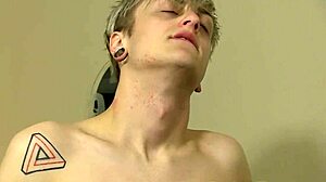 Twinks sucking dicks before bareback threesome fucking