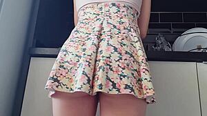 Latina Babe Cleans House with No Panties On