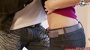 Blonde Teen Small Tits PICKUP at STREET for PETTING Session