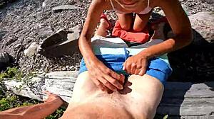 Latina Teen Rides Cock Hard at Lake Beach