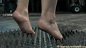 racy babe plays with sex toys in rough bdsm pov, sucking and masturbating as a slave