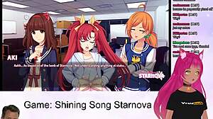 Vtuber intensely plays shining song starnova aki route part 3 with petite anime girl
