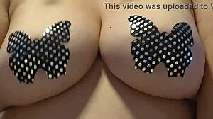 Tittie tease while masturbating under maledom control