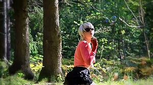 Shemale Solo Play in Forest Setting