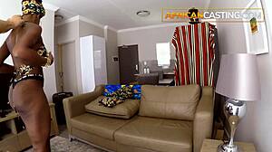 African Queen Sucks Massive White Dick in Fake Casting