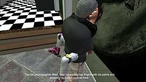 the young brunette swallows old grandfather's creampie in episode 11.