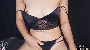 Asian teen model poses solo in softcore photoshoot