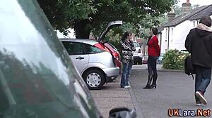 this british babe in stockings sucking a monster cock.