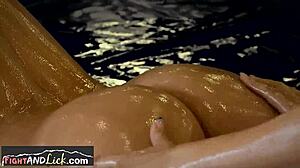 oiled wrestling babes dive into hot lesbian action