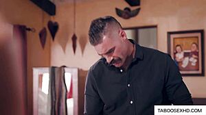 father slaps stepdaughter's bare ass