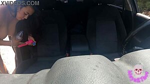 big tits girl casually fucks a stranger in the car during a quick encounter