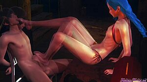 I love this Jinx footjob in League of Legends hentai, cumshot everywhere!