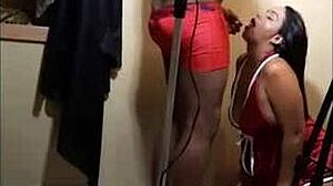 christmas time fun with brunette sucking dick hard