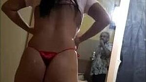 christmas time fun with brunette sucking dick hard