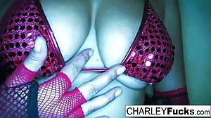 Charley Chase Poses In Lingerie And Stockings For A Brunette Solo Session