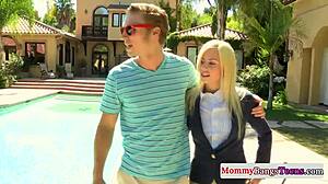 hey, watching this pretty milf share cum with a teen is hot as hell!