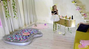 Petite Girl in Bee Costume Licks Honey and Sucks Cocks - Bonnie Dolce