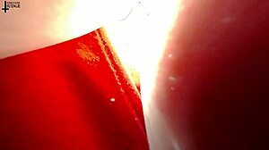 tiny man hides in unaware giantess's huge tits from husband