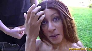 Tiny Trisha handles five monster cocks eagerly