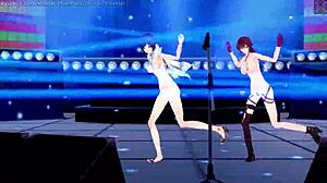 genshin impact mmd higher with ia, yelan, and kafka 😘 so hot