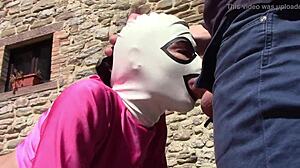 laura on heels amateur in pink outfit does outdoor blowjob with oral creampie 😏