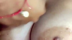 I cum on my sister-in-law's huge tits in a casual scene